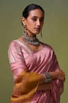 Dressfolk_Pink Chanderi Anahira Pre-draped Saree With Unstitched Blouse Piece _Online_at_Aza_Fashions