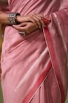 Shop_Dressfolk_Pink Chanderi Anahira Pre-draped Saree With Unstitched Blouse Piece _Online_at_Aza_Fashions