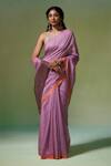 Dressfolk_Purple Chanderi Begum Pre-draped Saree With Unstitched Blouse Piece _Online_at_Aza_Fashions