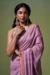 Dressfolk_Purple Chanderi Begum Pre-draped Saree With Unstitched Blouse Piece _at_Aza_Fashions