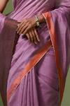 Buy_Dressfolk_Purple Chanderi Begum Pre-draped Saree With Unstitched Blouse Piece 