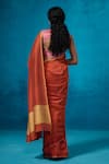 Shop_Dressfolk_Rust Chanderi Zari Aarzoo Pre-draped Saree With Unstitched Blouse Piece _at_Aza_Fashions