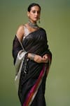 Shop_Dressfolk_Black Chanderi Zari, Beads Raaz Pre-draped Saree With Unstitched Blouse Piece _Online_at_Aza_Fashions