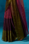 Dressfolk_Pink Tissue Beads Shiddat Pre-draped Saree With Unstitched Blouse Piece _Online_at_Aza_Fashions