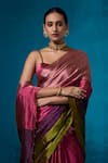 Shop_Dressfolk_Pink Tissue Beads Shiddat Pre-draped Saree With Unstitched Blouse Piece _Online_at_Aza_Fashions