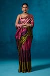 Buy_Dressfolk_Pink Tissue Beads Shiddat Pre-draped Saree With Unstitched Blouse Piece _at_Aza_Fashions
