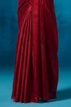 Dressfolk_Red Tissue Beads Dilaab Handwoven Pre-draped Saree With Unstitched Blouse Piece _Online_at_Aza_Fashions