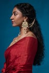 Buy_Dressfolk_Red Tissue Beads Dilaab Handwoven Pre-draped Saree With Unstitched Blouse Piece _Online_at_Aza_Fashions
