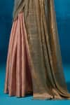 Buy_Dressfolk_Peach Tissue Zari, Beads Farozaan Pre-draped Saree With Unstitched Blouse Piece _Online_at_Aza_Fashions
