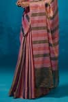 Shop_Dressfolk_Pink Tissue Zari, Beads Taabiir Pre-draped Saree With Unstitched Blouse Piece _Online_at_Aza_Fashions