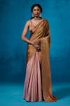 Shop_Dressfolk_Gold Tissue Zari Yamika Pre-draped Saree With Unstitched Blouse Piece _Online_at_Aza_Fashions