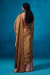Shop_Dressfolk_Gold Tissue Zari Yamika Pre-draped Saree With Unstitched Blouse Piece _at_Aza_Fashions