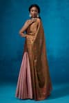 Dressfolk_Gold Tissue Zari Yamika Pre-draped Saree With Unstitched Blouse Piece _at_Aza_Fashions