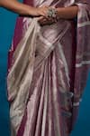 Buy_Dressfolk_Purple Tissue Zari Gauhar Pre-draped Saree With Unstitched Blouse Piece _Online_at_Aza_Fashions