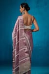 Shop_Dressfolk_Purple Tissue Zari Gauhar Pre-draped Saree With Unstitched Blouse Piece _at_Aza_Fashions