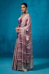 Dressfolk_Purple Tissue Zari Gauhar Pre-draped Saree With Unstitched Blouse Piece _at_Aza_Fashions