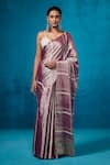 Buy_Dressfolk_Purple Tissue Zari Gauhar Pre-draped Saree With Unstitched Blouse Piece 