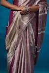 Shop_Dressfolk_Purple Tissue Zari Gauhar Pre-draped Saree With Unstitched Blouse Piece 