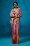 Dressfolk_Pink Tissue Zari Zeya Pre-draped Saree With Unstitched Blouse Piece _Online_at_Aza_Fashions