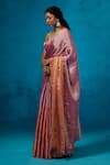 Shop_Dressfolk_Pink Tissue Zari Zeya Pre-draped Saree With Unstitched Blouse Piece _Online_at_Aza_Fashions