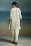 Shop_Dressfolk_Ivory Modal, Satin Embroidery Split V-neck Kshirja Printed Kurta With Salwar _at_Aza_Fashions
