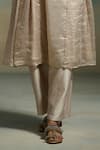 Dressfolk_Ivory Chanderi, Organza Zari V-neck Tanuja Stripe Woven Anarkali Set _Online_at_Aza_Fashions