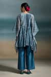 Shop_Dressfolk_Blue Chanderi V-neck Ekaa Kaftan With Pant _at_Aza_Fashions
