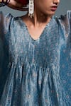 Shop_Dressfolk_Blue Chanderi V-neck Ekaa Kaftan With Pant _Online_at_Aza_Fashions