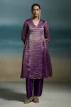 Dressfolk_Purple Chanderi Zari V-neck Chahak Anarkali Set _Online_at_Aza_Fashions