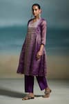 Buy_Dressfolk_Purple Chanderi Zari V-neck Chahak Anarkali Set _Online_at_Aza_Fashions