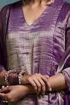 Shop_Dressfolk_Purple Chanderi Zari V-neck Chahak Anarkali Set 