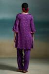 Shop_Dressfolk_Purple Modal, Satin Foil Printing, Zari Split V-neck Revati Printed Kurta Set _at_Aza_Fashions