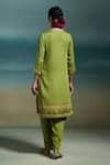 Shop_Dressfolk_Green Modal, Satin Embroidery, Sequins Split Kiyana Placement Print Kurta Set _at_Aza_Fashions