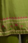 Dressfolk_Green Modal, Satin Embroidery, Sequins Split Kiyana Placement Print Kurta Set _at_Aza_Fashions