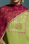 Buy_Dressfolk_Green Modal, Satin Embroidery, Sequins Split Kiyana Placement Print Kurta Set 