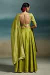 Shop_Dressfolk_Green Chanderi Zari V-neck Rasmiya Woven Lehenga Set _at_Aza_Fashions