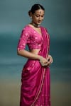 Dressfolk_Fuchsia Modal, Satin, Chanderi Pearls, Embroidery, Hridaya Printed Lehenga Set _Online_at_Aza_Fashions