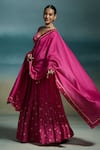 Shop_Dressfolk_Fuchsia Modal, Satin, Chanderi Pearls, Embroidery, Hridaya Printed Lehenga Set _Online_at_Aza_Fashions