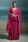 Dressfolk_Fuchsia Modal, Satin, Chanderi Pearls, Embroidery, Hridaya Printed Lehenga Set _at_Aza_Fashions
