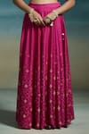 Buy_Dressfolk_Fuchsia Modal, Satin, Chanderi Pearls, Embroidery, Hridaya Printed Lehenga Set 