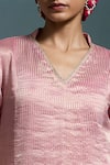 Dressfolk_Pink Chanderi Zari V-neck Anandita Kurta Sharara Set _Online_at_Aza_Fashions
