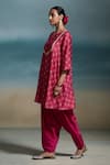 Buy_Dressfolk_Pink Modal Sequins Split V-neck Kritika Printed Kurta Set _Online_at_Aza_Fashions