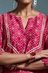 Shop_Dressfolk_Pink Modal Sequins Split V-neck Kritika Printed Kurta Set _Online_at_Aza_Fashions