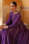 Buy_Amoree india_Purple Silk Embroidery, Gota Patti, Zari Keyhole Kundan Anarkali With Dupatta _Online_at_Aza_Fashions