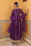Shop_Amoree india_Purple Silk Embroidery, Gota Patti, Zari Keyhole Kundan Anarkali With Dupatta _at_Aza_Fashions