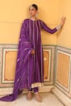 Buy_Amoree india_Purple Silk Embroidery, Gota Patti, Zari Keyhole Kundan Anarkali With Dupatta _at_Aza_Fashions