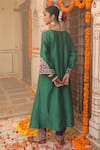 Shop_Amoree india_Green Silk Zari, Embroidery V-neck Heena Kurta Set _at_Aza_Fashions