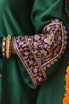 Amoree india_Green Silk Zari, Embroidery V-neck Heena Kurta Set _at_Aza_Fashions