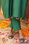 Buy_Amoree india_Green Silk Embroidery, Sequins, Tassels V-neck Hazel Kaftan Set _Online_at_Aza_Fashions