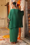 Shop_Amoree india_Green Silk Embroidery Round Neck Hayaat Kaftan Set _at_Aza_Fashions